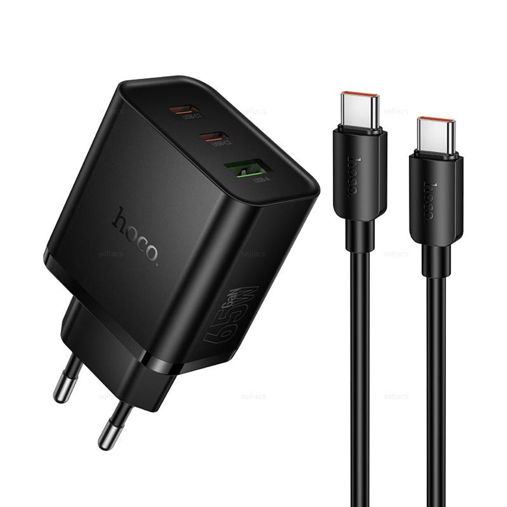 Hoco N75 Grande 65W(2C1A) зарядное устройство набор (Type-C на Type-C)