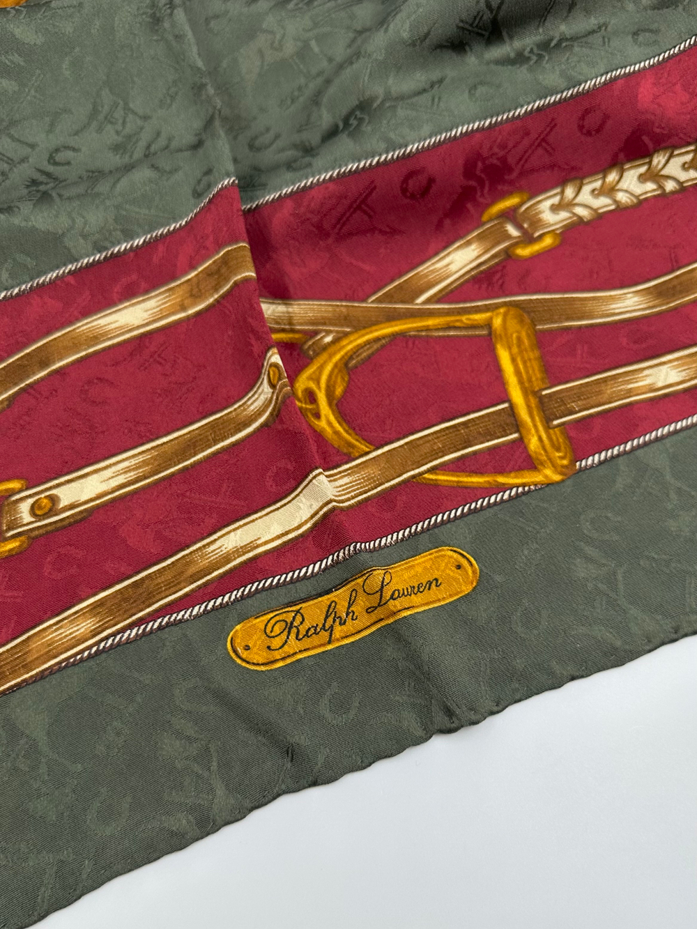 Платок зелёный с бордовой каймой Ralph Lauren