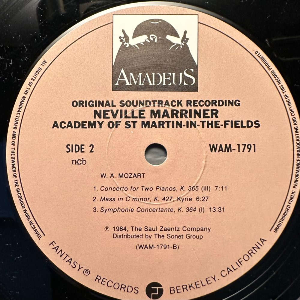 Amadeus (Original Soundtrack Recording) 2LP (Европа 1987г.)