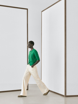 Massimo Dutti Кардиган из смесового хлопка с короткими рукавами, зеленый