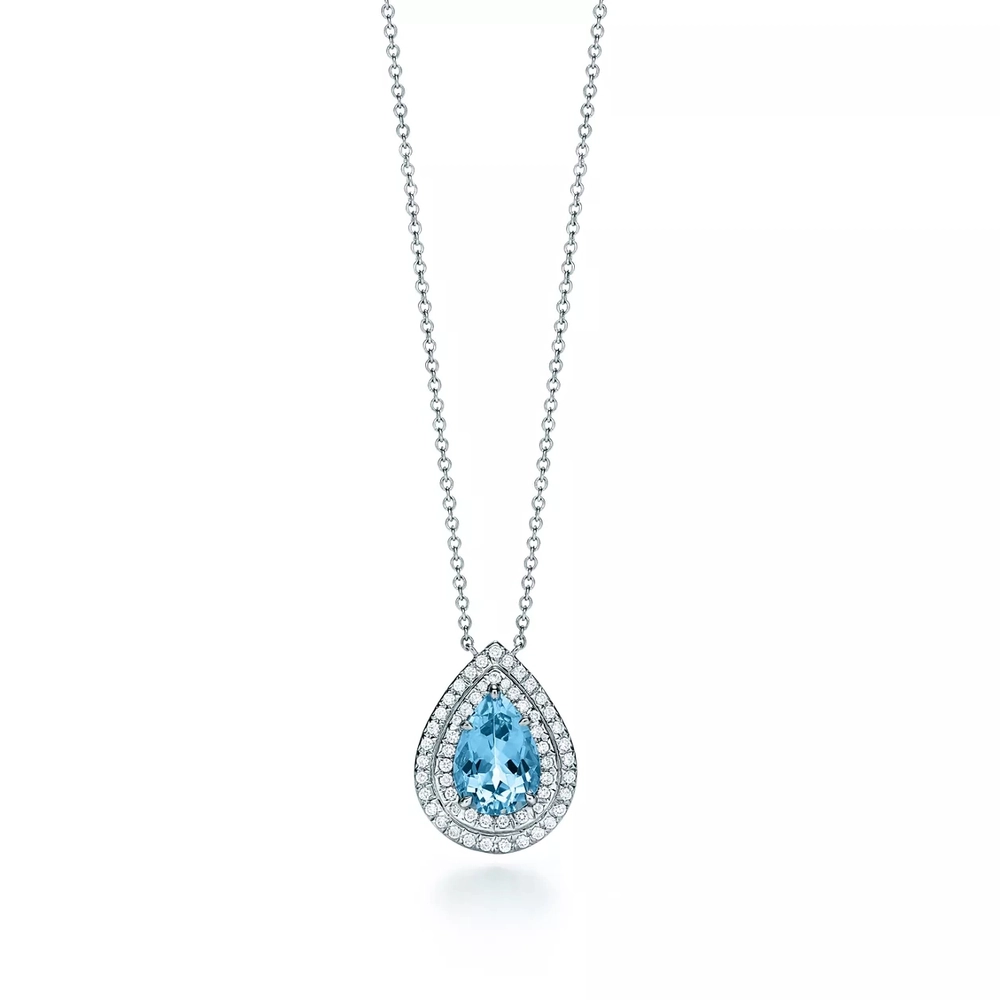 Подвеска из платины с бриллиантами и аквамарином, Tiffany 💠 Soleste - Единственная в наличии