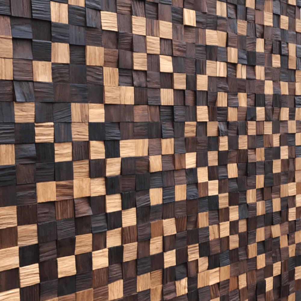 Деревянная мозаика для стен Wood Mosaic Капа Дуб/Термоясень