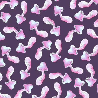 Розовые грибы на фиолетовом темном фоне от Rita Kruglova