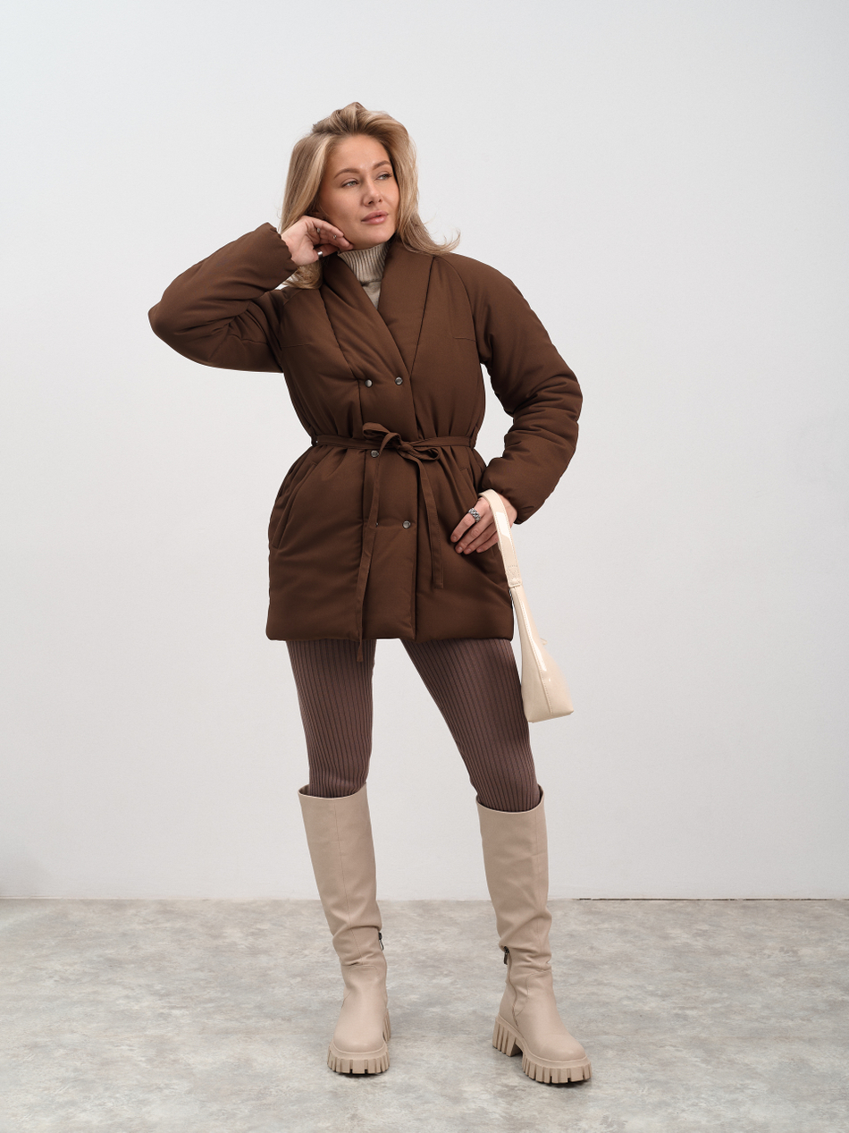 Куртка женская демисезонная " Кимоно Офис" коричневый
