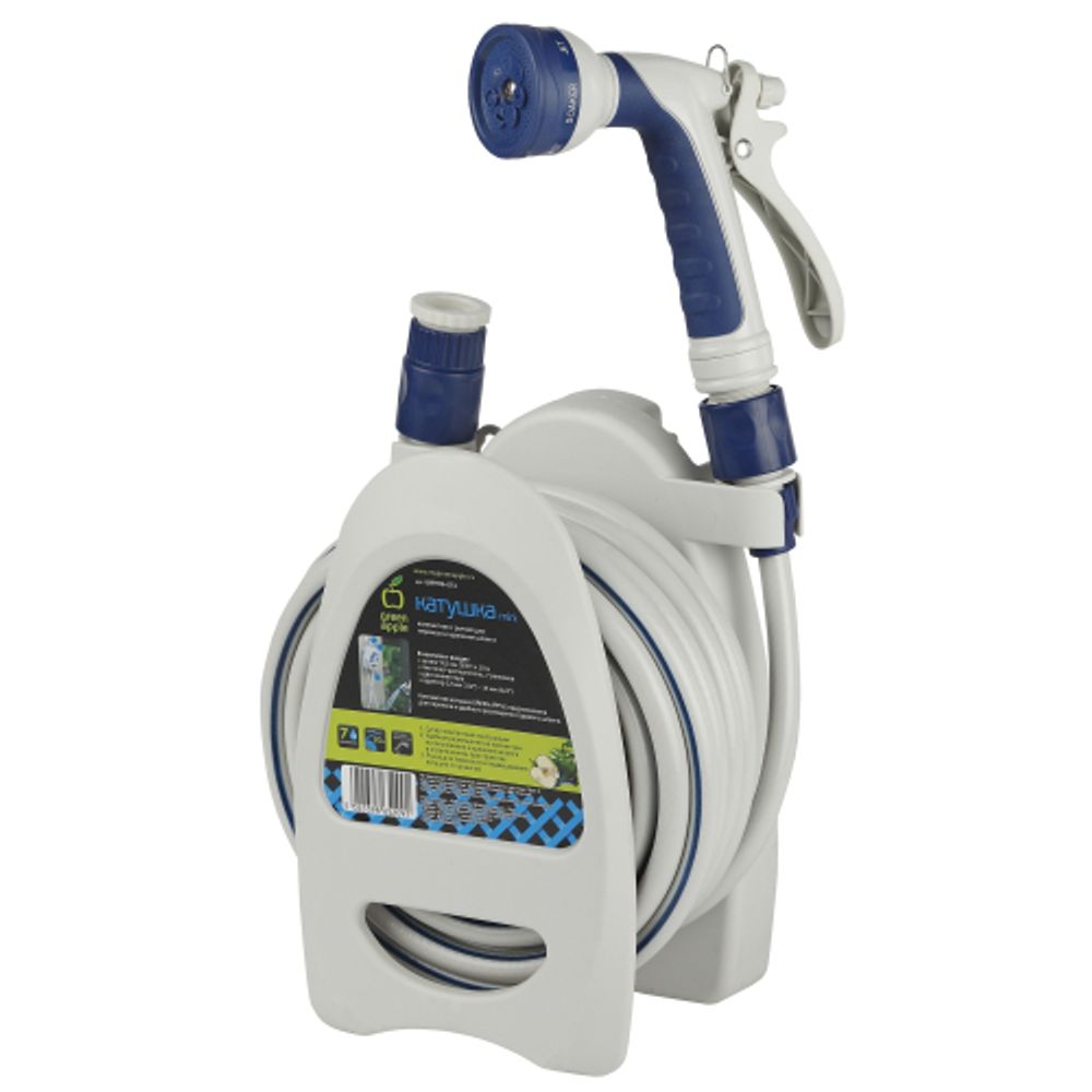 GWHR6-051 GREEN APPLE Катушка компактная (mini) с ручкой + шланг 9,5 мм х 10 м с пластик. пис | GREEN APPLE