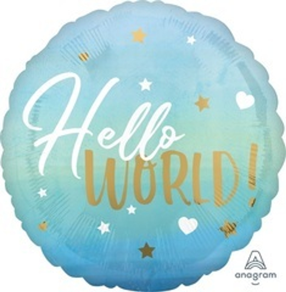 A 18" Круг Привет Мир! Голубой