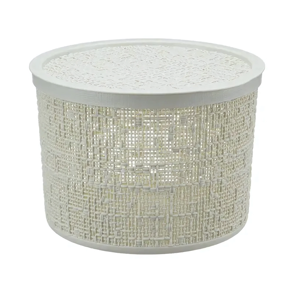Коробка БЯЗЬ с крышкой D22см 4,5л белый ротанг