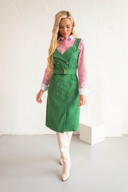 Сарафан зеленый из микровельвета