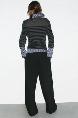 ZARA БРЮКИ С ЗАЩИПАМИ И КЛАПАНАМИ, ЧЕРНЫЙ