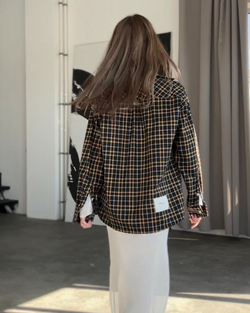 Черная рубашка в клетку с кашемиром