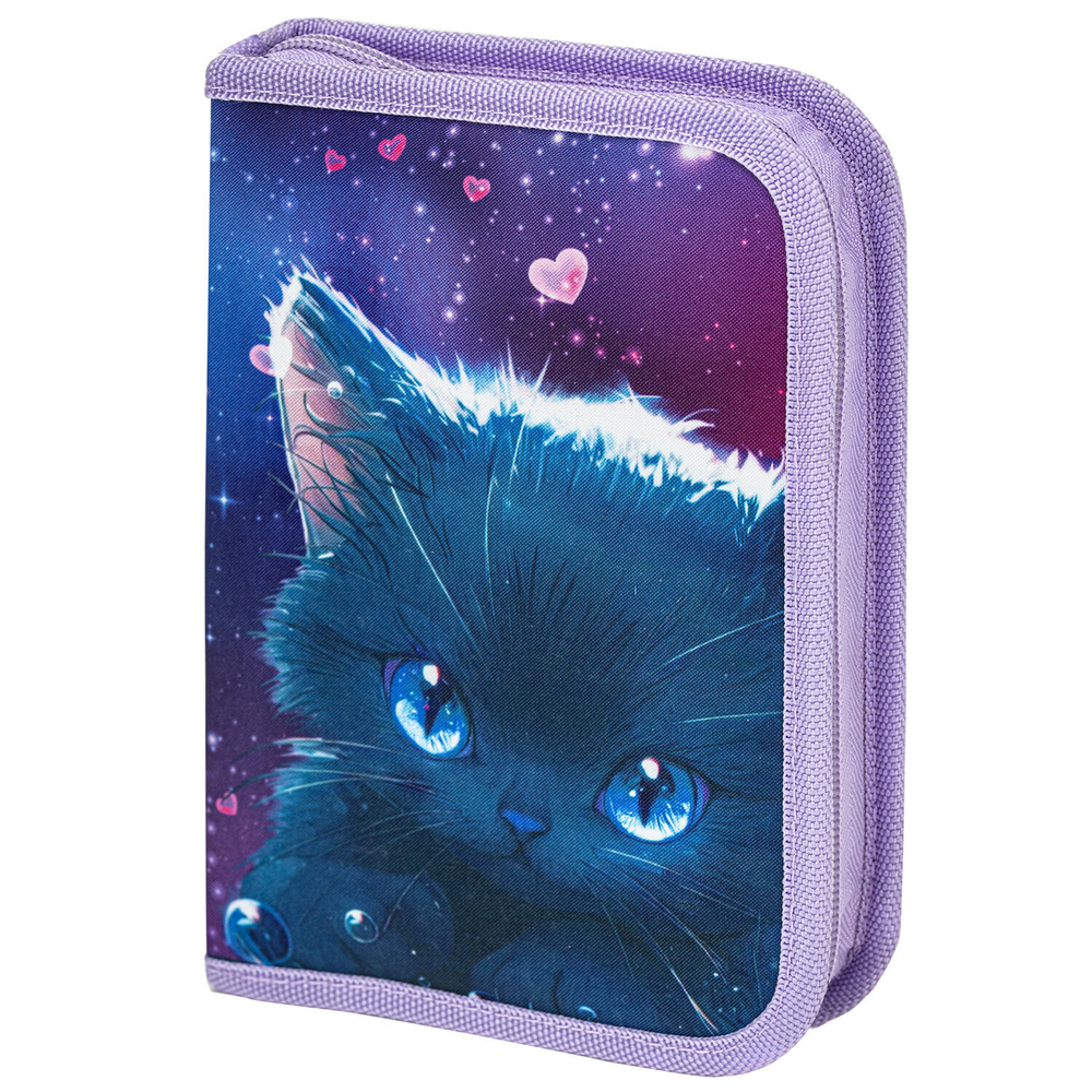 Пенал BRAUBERG 1 отделение 1 откидная планка полиэстер 21х14 см "Anime cat" (2 штуки в упаковке)