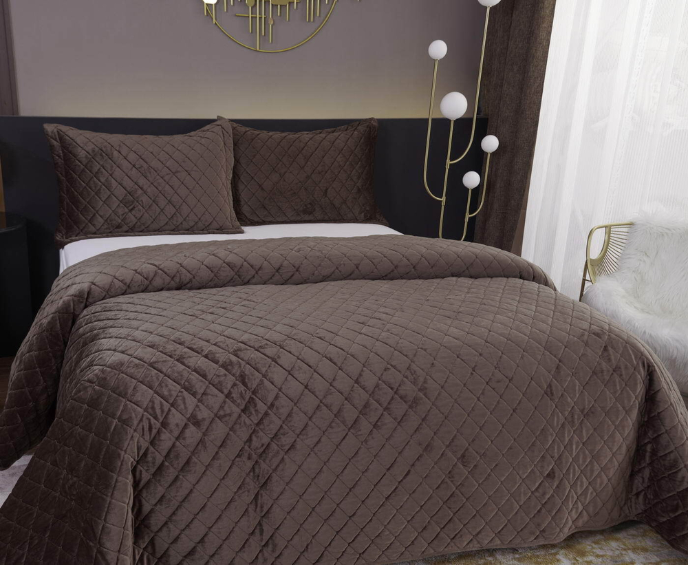 Покрывало 240х260 и 2 наволочки 50х70 Sofi De MarkO Натаниэль Шоколад