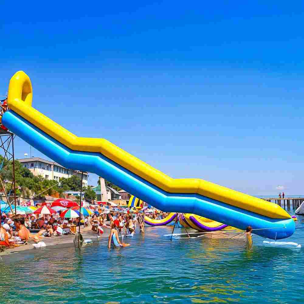 Надувная горка для вышки (опоры) «Молния» с двумя ступенями 11.5 м * 2.7 м * 7.2 м