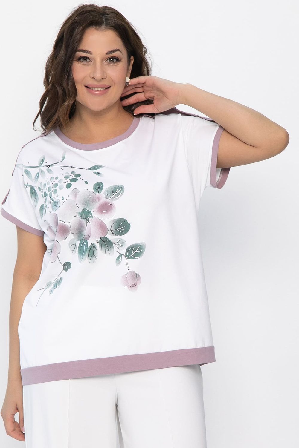 Блуза Далия (бело-сиреневая) Б13804-20М LT Collection