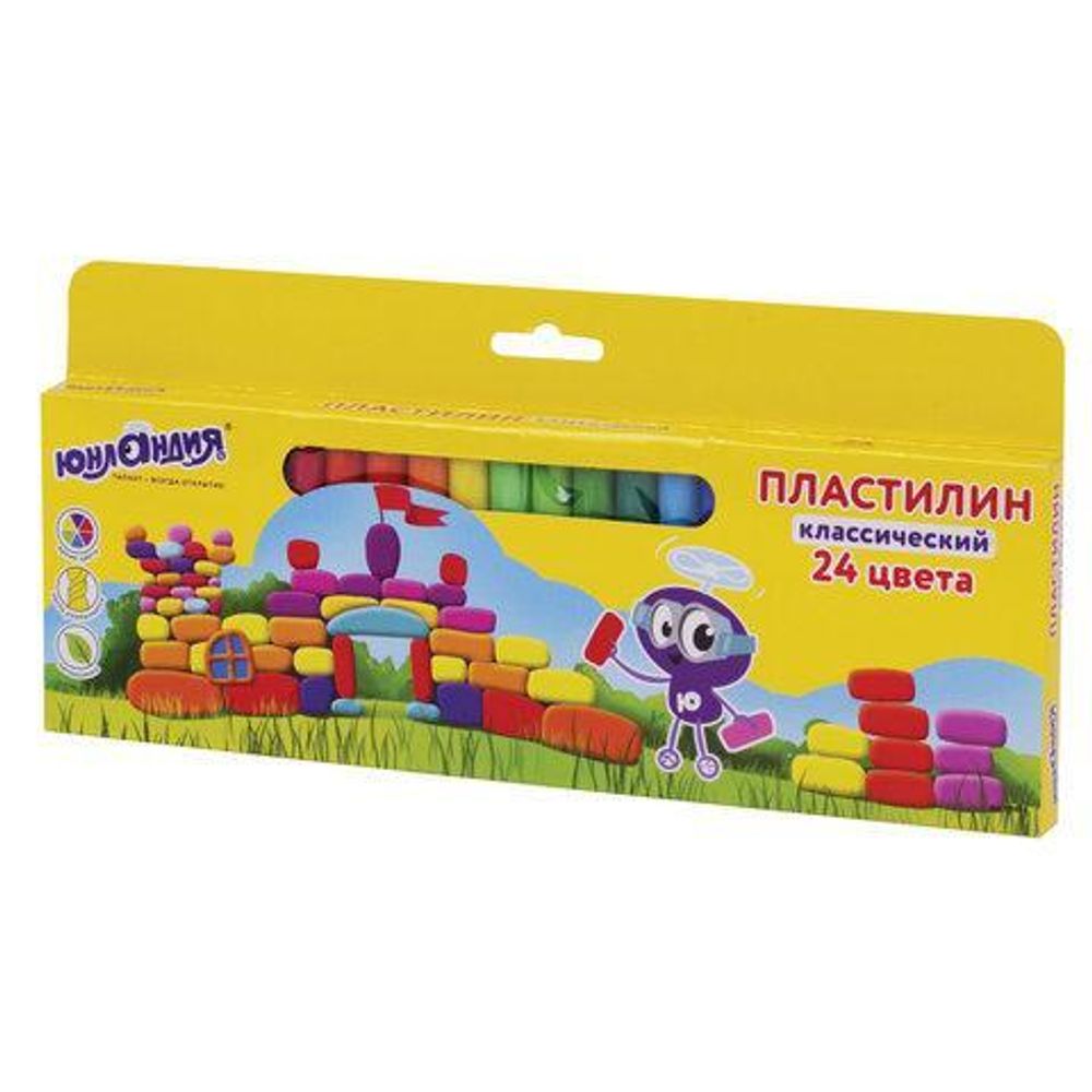 Пластилин 24 цв., 480 г &quot;ЮНЛАНДИК-АРХИТЕКТОР&quot; (ЮНЛАНДИЯ) (Комплект 6шт.)