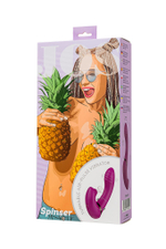 Фиолетовый поворотный вибратор c вакуумной стимуляцией Spinser - 23 см. (Цвет: фиолетовый)