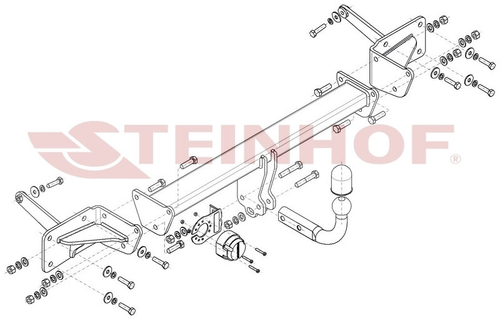 Фаркоп на Volkswagen T7 Multivan STM, STN 08/2021- без подрезки бампера (паспорт и сертификат в комплекте)(без электрики) Steinhof.V-083