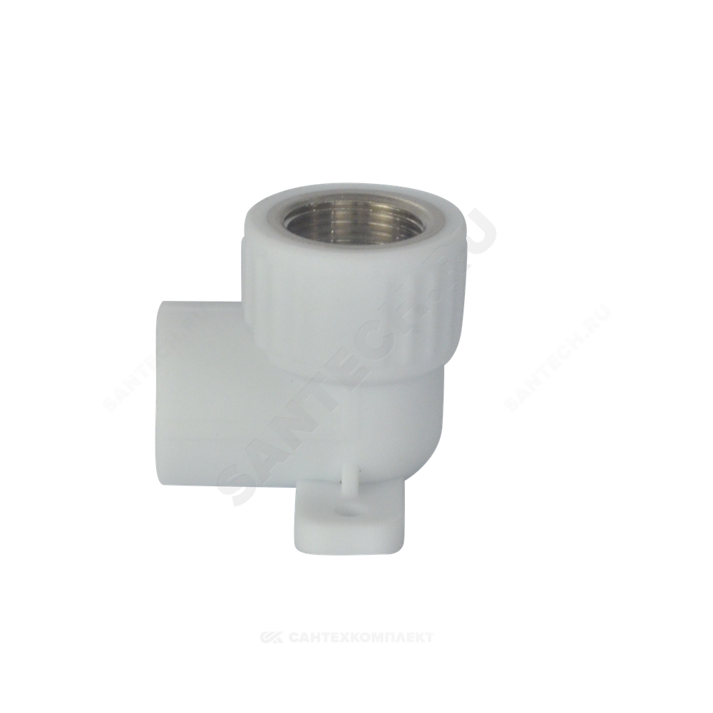 Угольник PP-R комбинированный белый Дн 20х3/4" ВР с креплением VALFEX 10120225