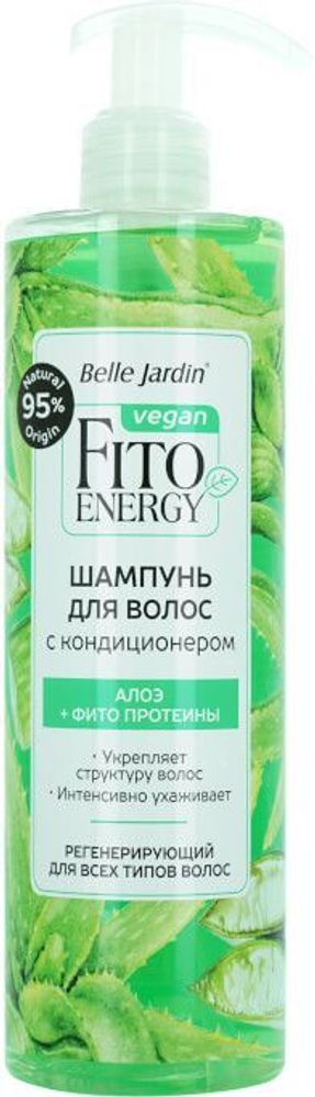 B.J. Fito Energy Vegan Шампунь с кондиционером Алоэ+Кератин д/сухих/окрашенных волос 400мл*20