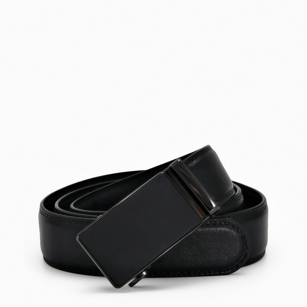 Ремень мужской, натуральная кожа, пряжка автомат, чёрный