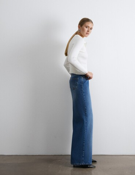 Джинсы широкие, цвет синий