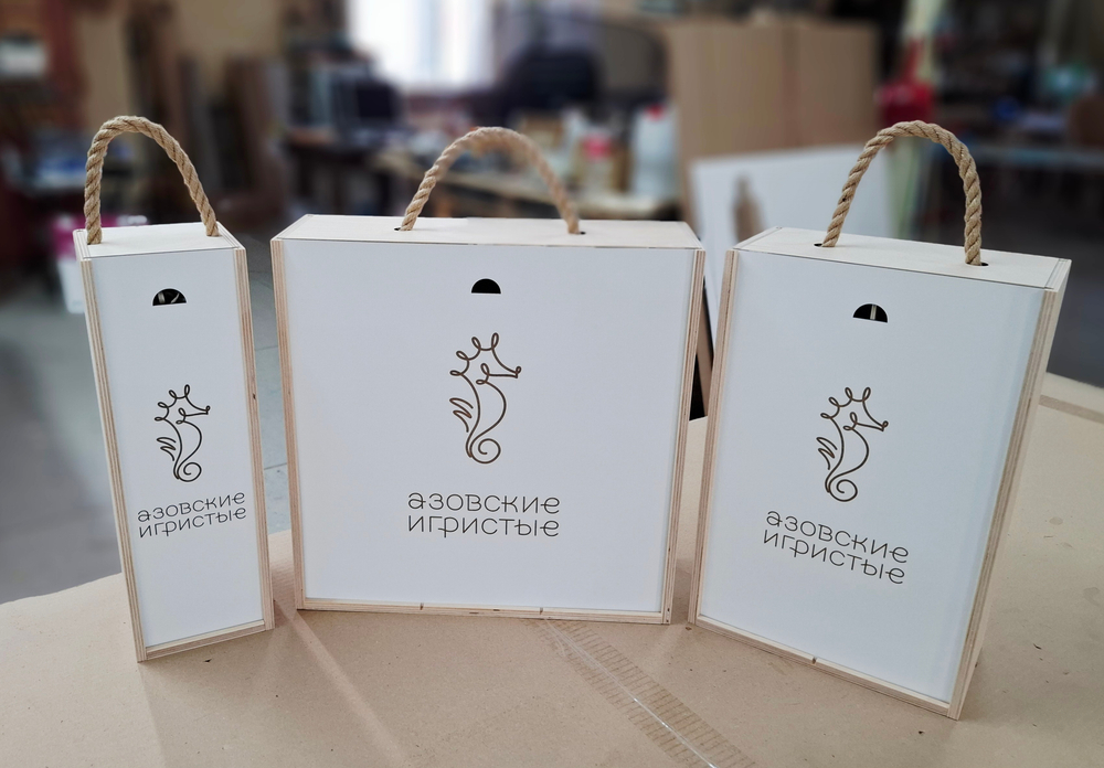 Короб винный деревянный серия "ЛОГОТИП" №1 (тип 3), на 1 бутылку