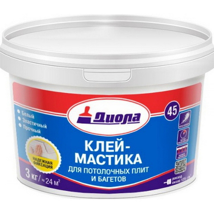 Клей-мастика для потолочных плит и багетов Д-45 3кг е/ведро (8) Д-45