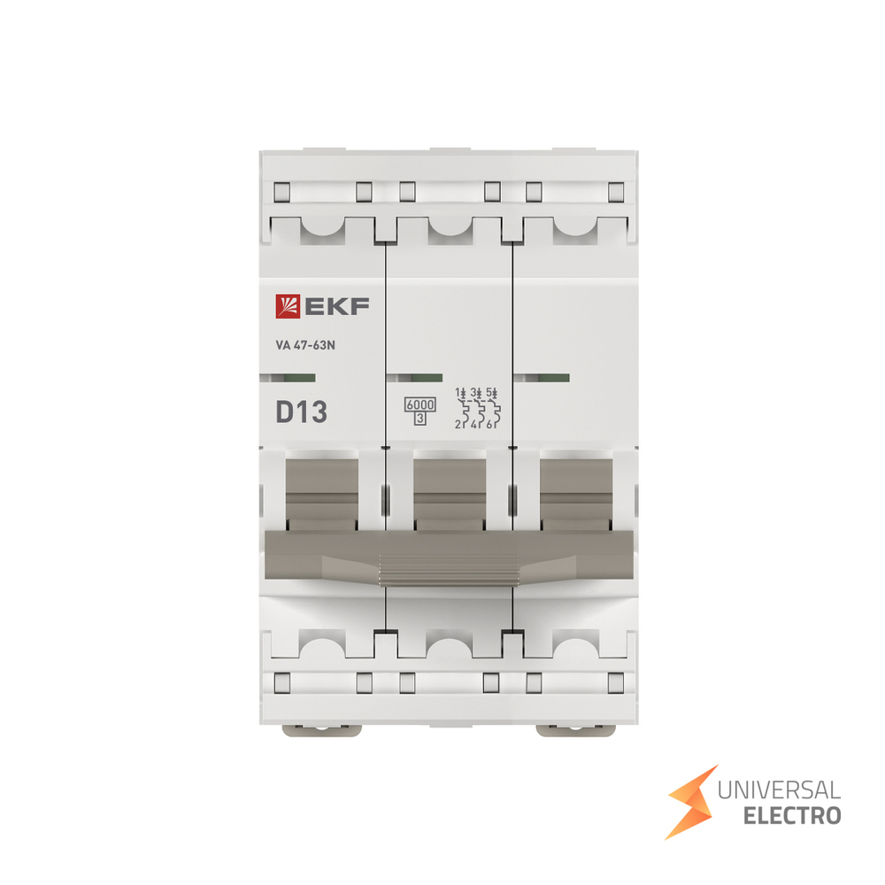 Автоматический выключатель 3P 13А (D) 6кА ВА 47-63N EKF PROxima