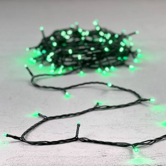 Светодиодная нить 100 зеленых LED ламп, 10 м., 24В, черный провод, LTC (PST100-11-1G)