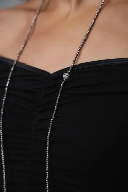 Нить-трансформер "Венеция" из венецианского бисера в оттенке марказит с серебряным магнитом