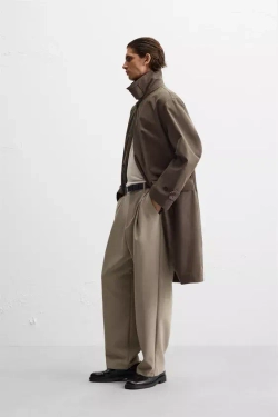 ZARA БРЮКИ СВОБОДНОГО КРОЯ СО СКЛАДКАМИ, СВЕТЛЫЙ РЫЖЕВАТО-КОРИЧНЕВЫЙ