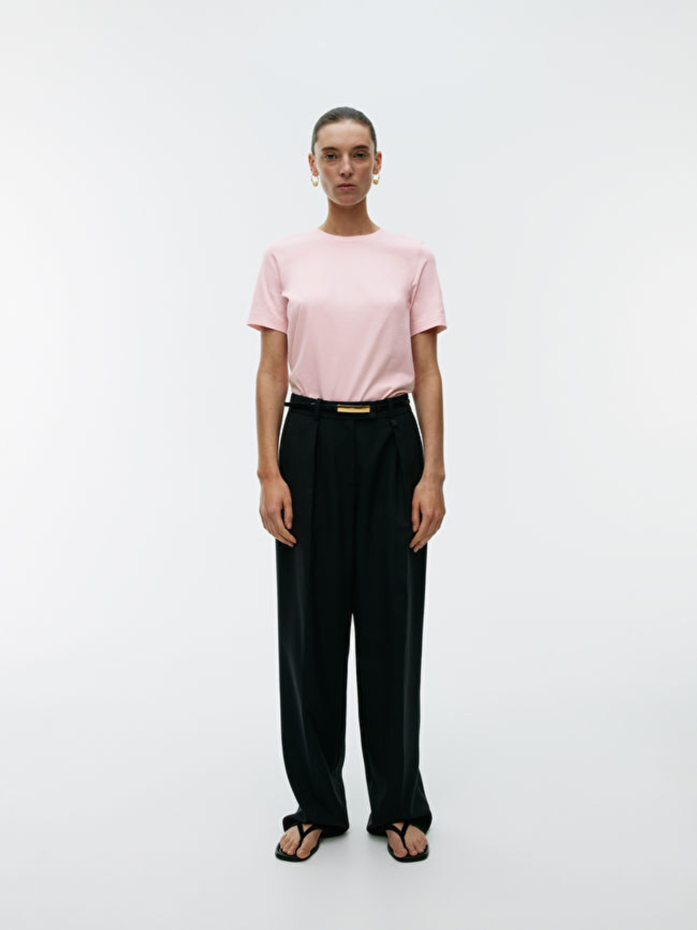 ARKET ФУТБОЛКА С КРУГЛЫМ ВЫРЕЗОМ, СВЕТЛО-РОЗОВЫЙ