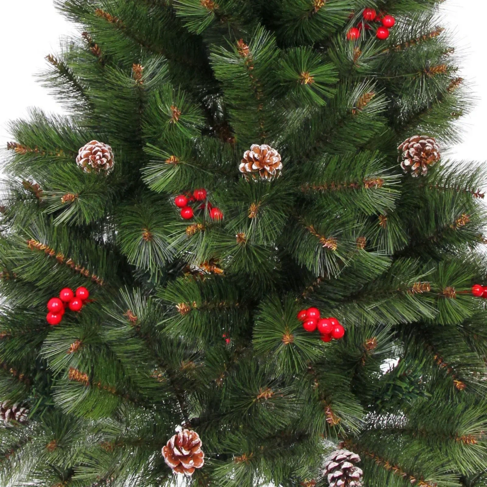 Елка «Венская» 120 см, ПВХ+Леска, ягоды и шишки (271 ветка)