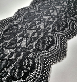 Кружево эластичное чёрное с ресничками К128