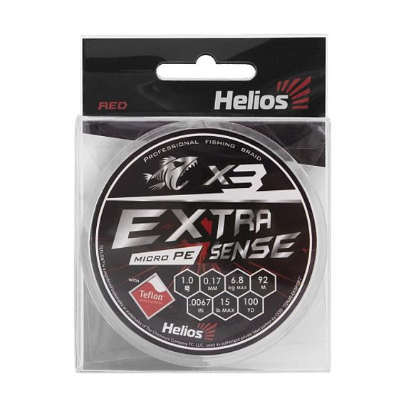 Шнур Helios Extrasense X3 PE Red 92m   1/15LB 0.17mm (HS-ES-X3-1/15LB)
