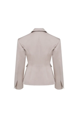 Жакет-смокинг атласный жемчужный