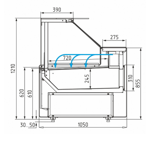 Холодильная витрина CARBOMA BAVARIA 3 GC111 SV 2,5-1 без боковин