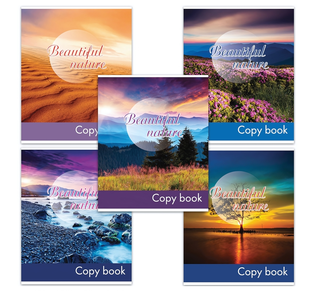 Тетрадь А5 96л. клетка "Поразительные пейзажи" скоба, выборочный лак (BRAUBERG)