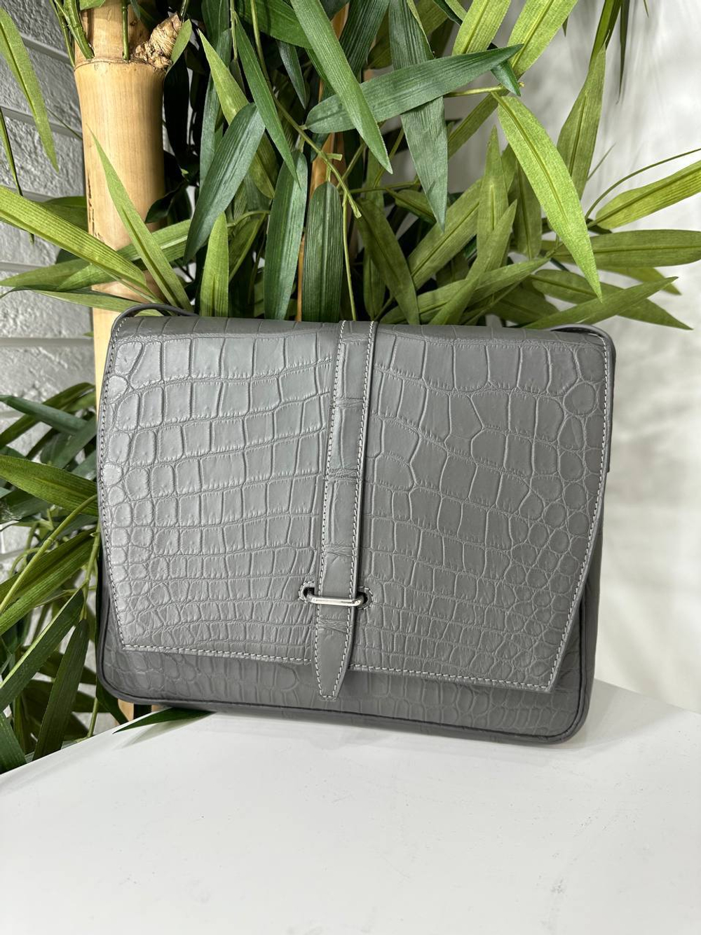Сумка через плечо Hermes Steve Light из кожи крокодила