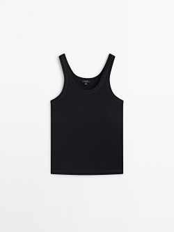 Massimo Dutti Топ из 100% хлопка с бретелями, черный