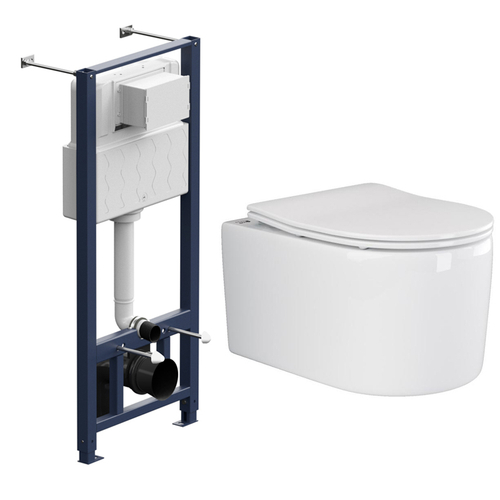 Комплект подвесной безободковый унитаз Ceramica Nova Moments Rimless CN3003 37 x 49 x 34 см с сиденьем Soft Close + инсталляция Am.Pm ProI 012704