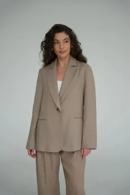 Дефект ткани. Пиджак Classic изо льна 100%. Цвет галька. Размер 42. №52