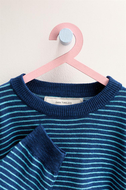 ZARA TIMELESS - ДЖЕМПЕР В ПОЛОСКУ ИЗ ХЛОПКА И ЛЬНА, СИНИЙ/ИНДИГО