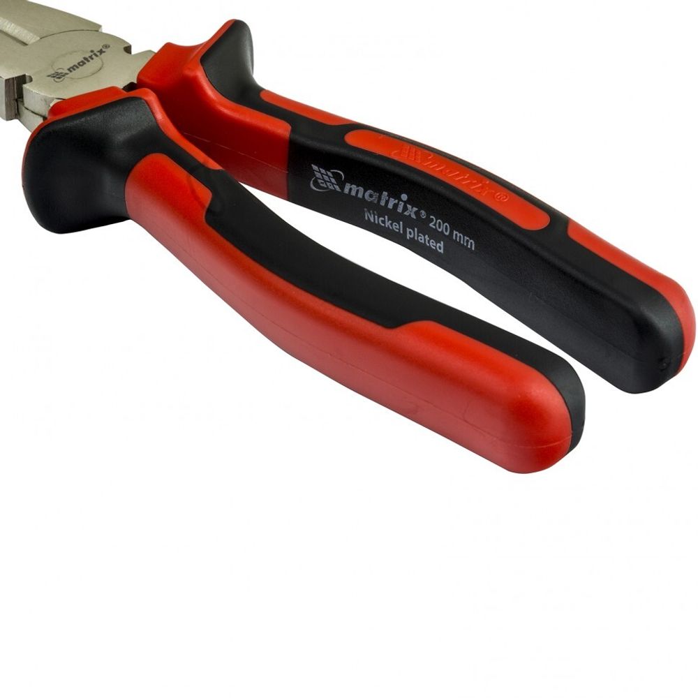 Плоскогубцы NICKEL, 200 мм, никелированные, двухкомпонентные рукоятки// Matrix 16906