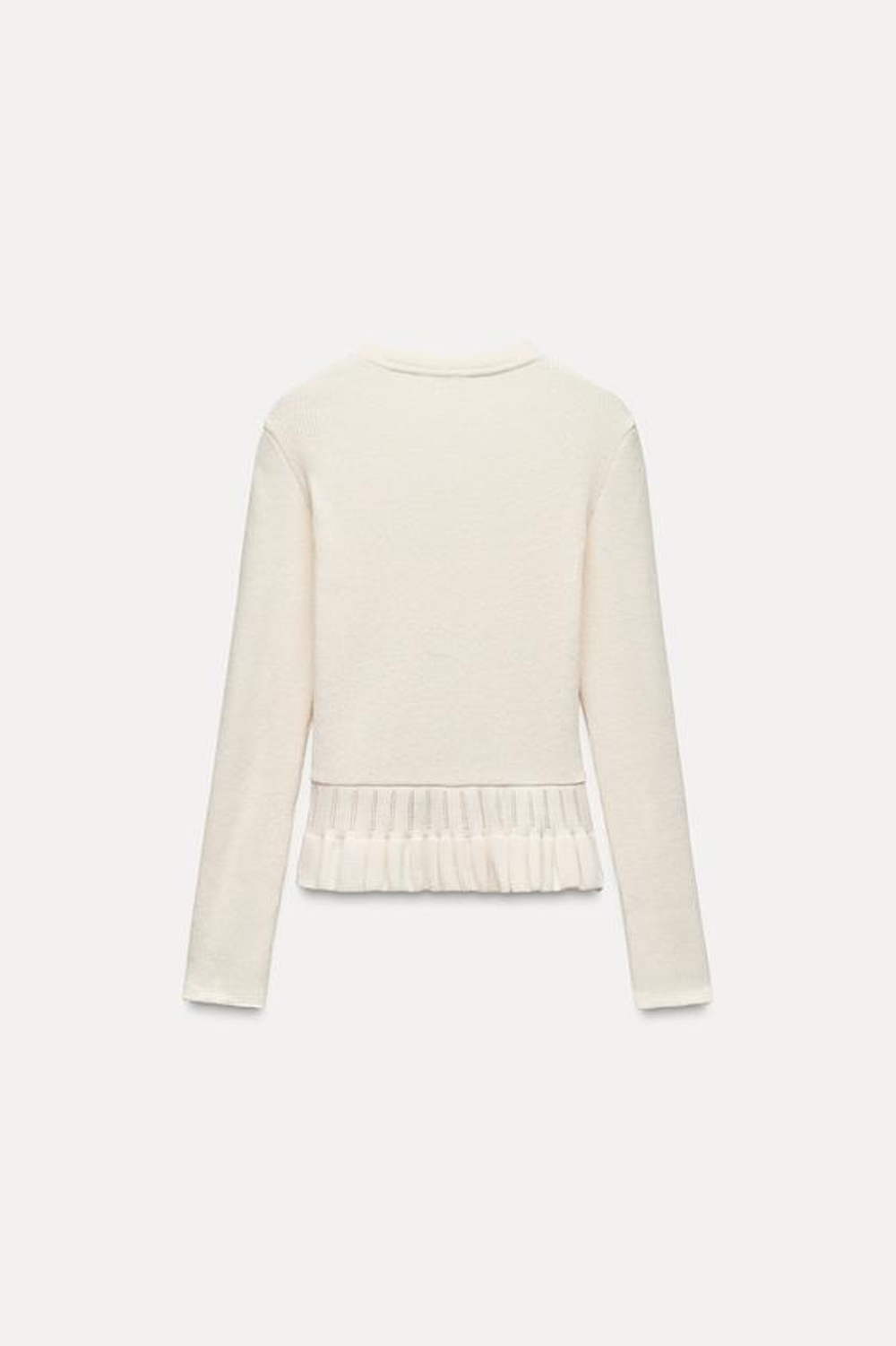 ZARA СВИТЕР ИЗ МЯГКОЙ ТКАНИ С ВОЛАНОМ, ЭКРЮ