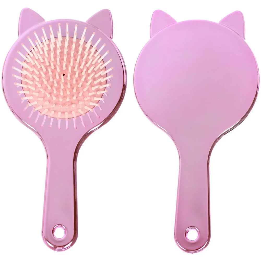 Расчёска массажная зеркальная «КИТИ СЕТ», цвет розовое золото, 19.5*10см (коробка PVS)