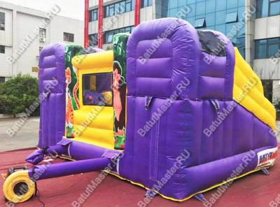 Коммерческий надувной батут "Двойная горочка" с закругленными скатами