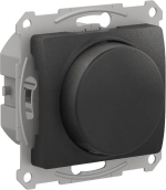 GLOSSA СВЕТОРЕГУЛЯТОР (диммер) поворотно-нажимной, LED, RC, 400Вт, механизм, АНТРАЦИТ