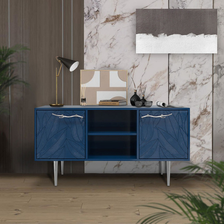 Тумба под ТВ Арт Колор leaves 117см Стайл Сильвер Королевский синий