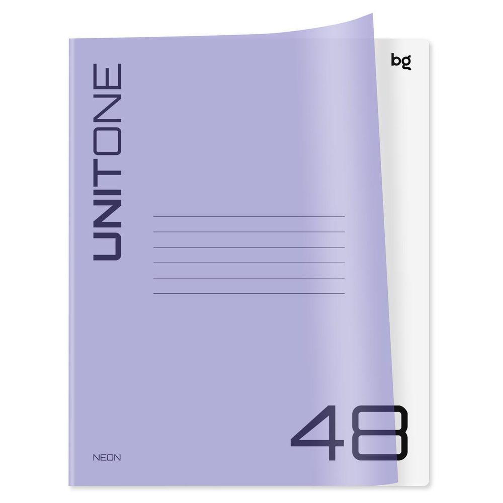 Тетрадь 48л. клетка неон сиреневый пластиковая обложка &quot;UniTone. Neon&quot; (BG)